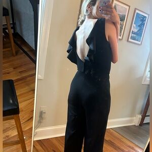 Lulu's Black Ruffle-Back Jumpsuit